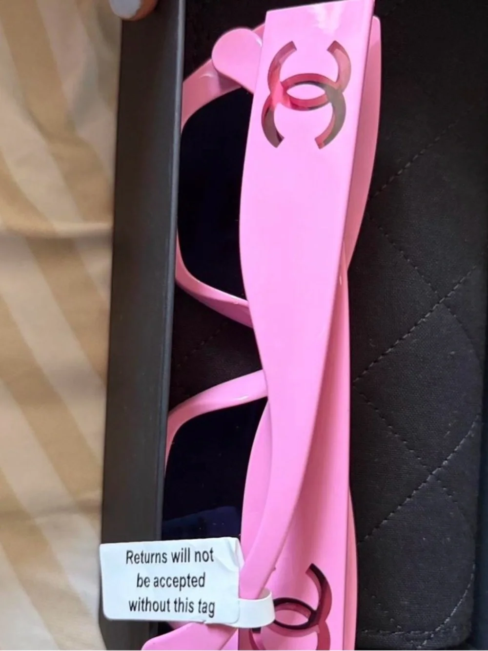 Chanel Pink Cateye Logo Sunglasses